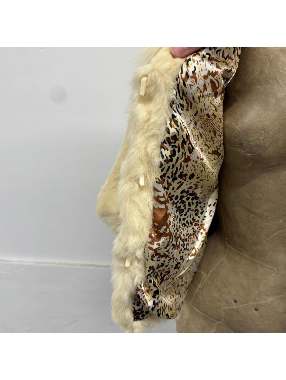 Vintage Y2K Cream White Rabbit & Fox Fur Jacket Coat - Picture 6 of 8